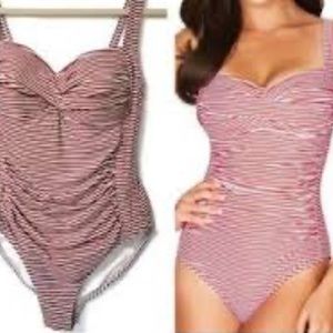 NipTuck Swimsuit One Piece Red and White Striped Size 6
